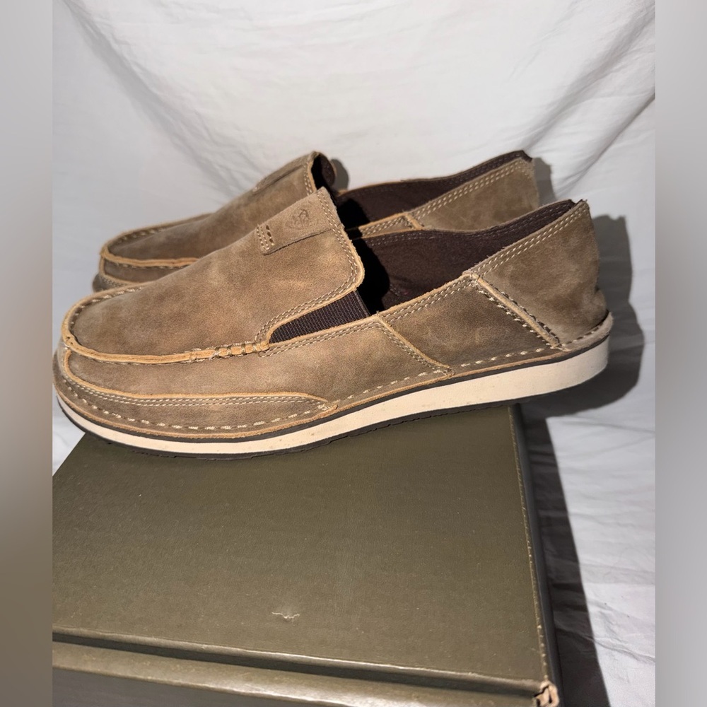 Ariat Men's Tan Leather Slip-On Loafers - Picture 4 of 8